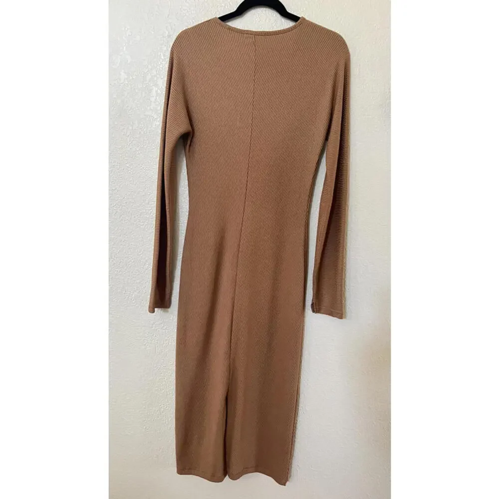 New rag & bone the Knit Rib Bias Midi Dress In Camel Size XL Retail $375 - Picture 6 of 9